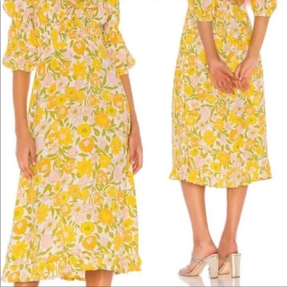Faithfull The Brand Jean Marie Jolene Floral Print Midi Dress NWT Sizes 2/4/8 - Picture 3 of 17